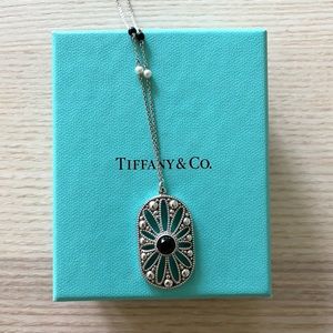 Tiffany & Co. 925 Silver Ziegfeld Black Onyx Pearl Necklace